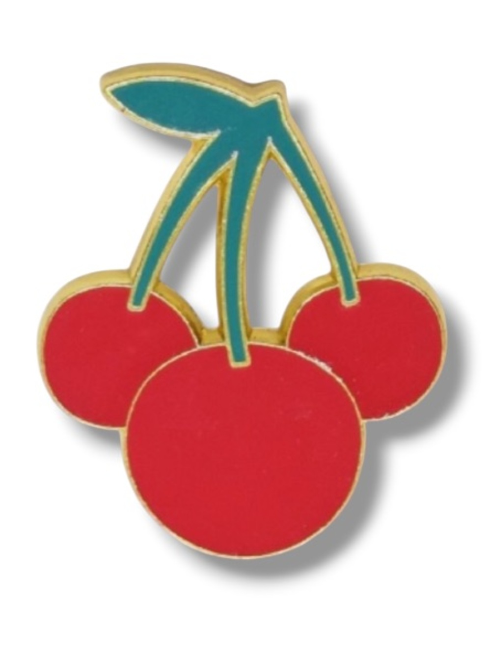 Disney Mickey Mouse Face Shape Pin Cherries Fruit Gold Lapel Enamel Collectible